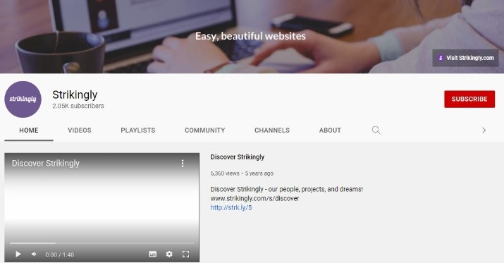 Strikingly 的 youtube 頻道 Strikingly 的 youtube 頻道